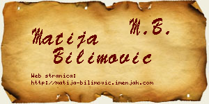 Matija Bilimović vizit kartica
